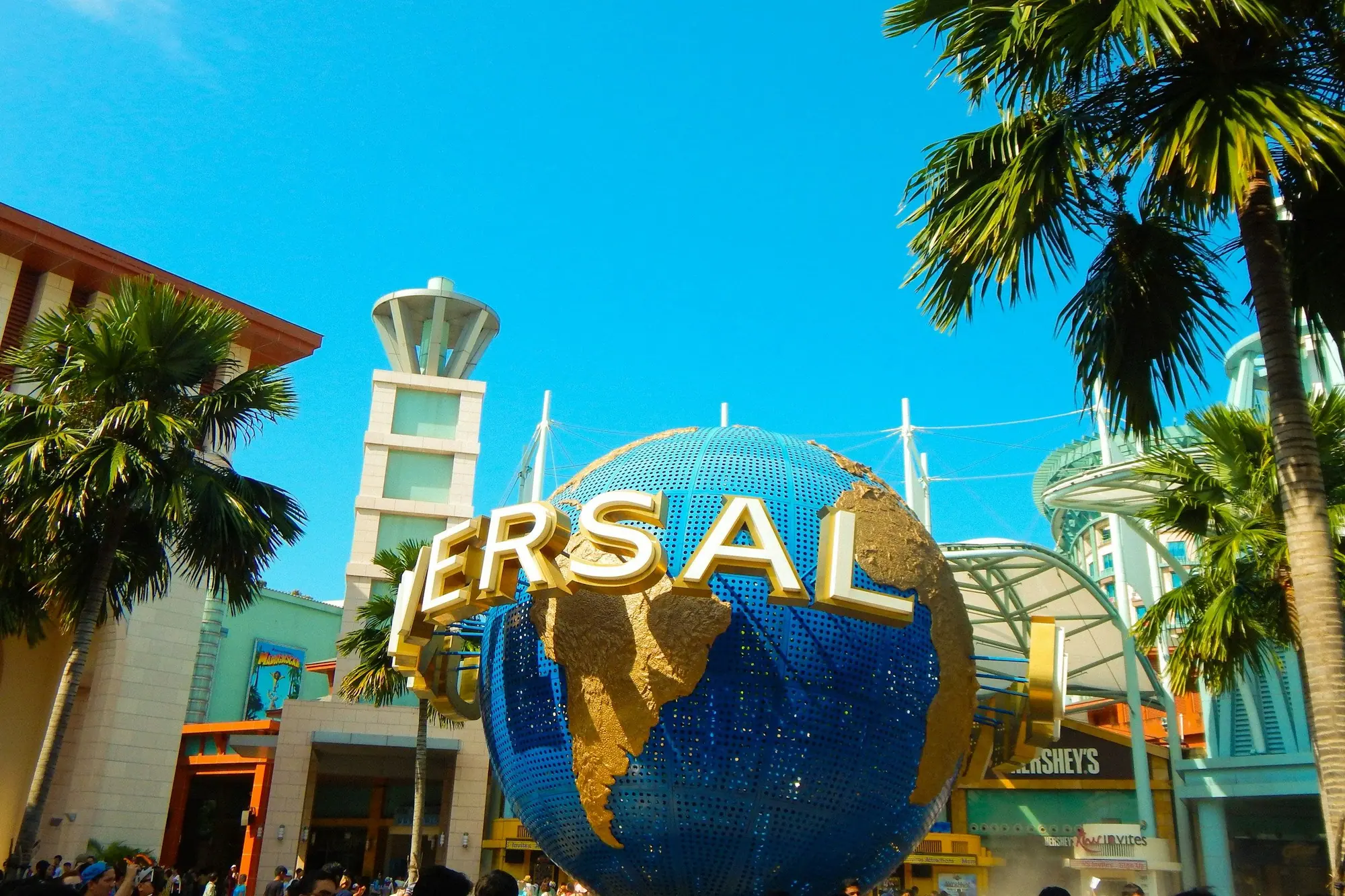 The globe at the entrance to Universal Studios Singapore on Sentosa